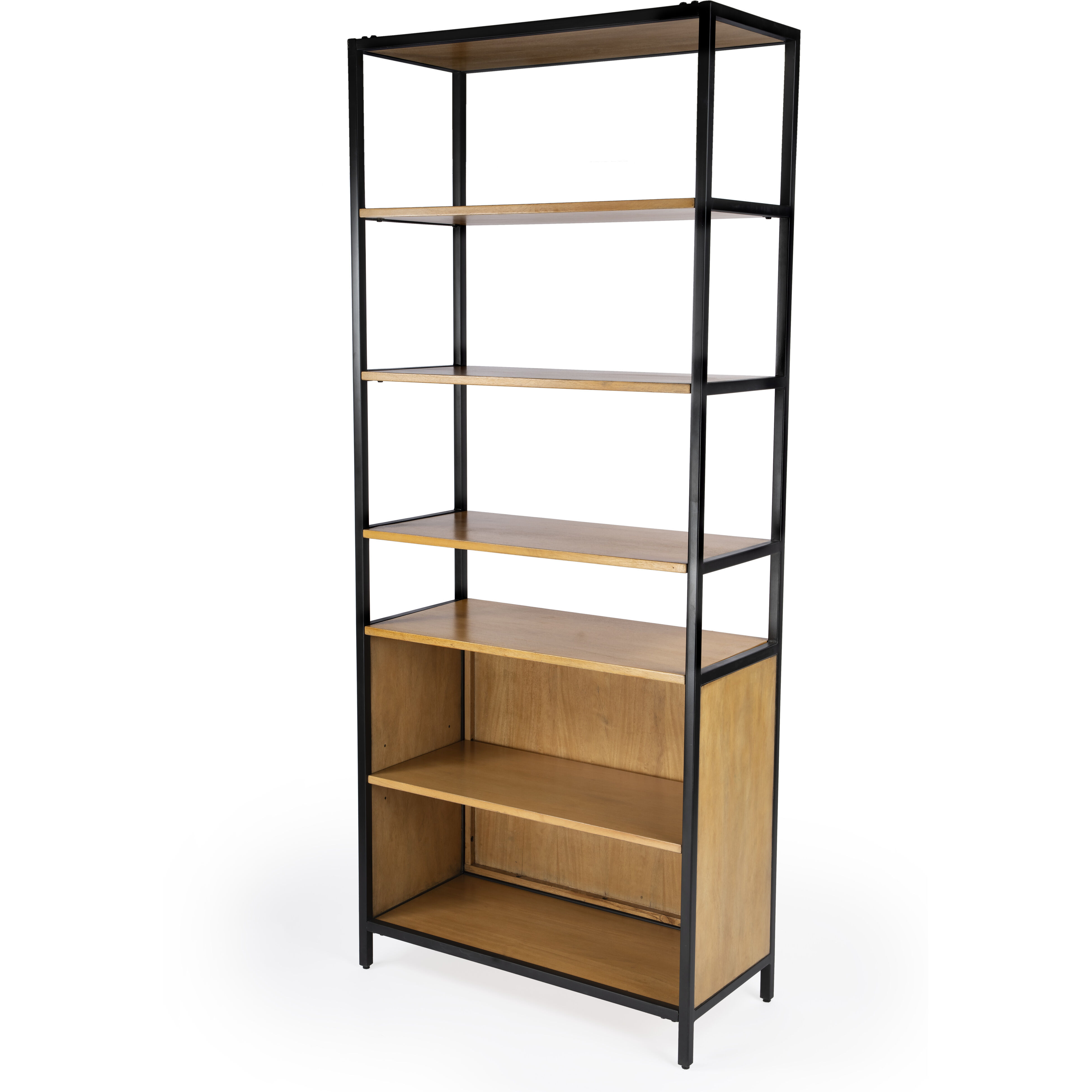Hans 35.25" W x 84.25"H Etagere Bookcase with open storage in Light Brown