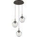 Aster Incandescent 3 Light Flat Bronze Chandelier Ceiling Light, Round Multi-Port
