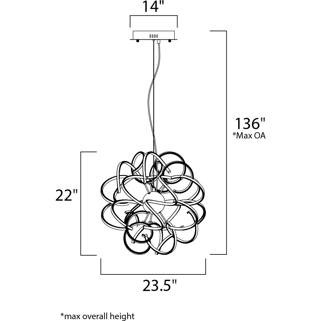 Chaos LED 23.5 inch Polished Chrome Single Pendant Ceiling Light