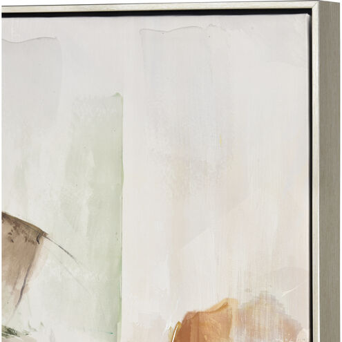 Pastel Abstract Ivory with Orange and Champagne Silver Framed Wall Art