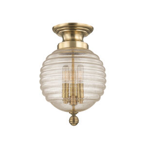 Coolidge 3 Light 10 inch Aged Brass Flush Mount Ceiling Light
