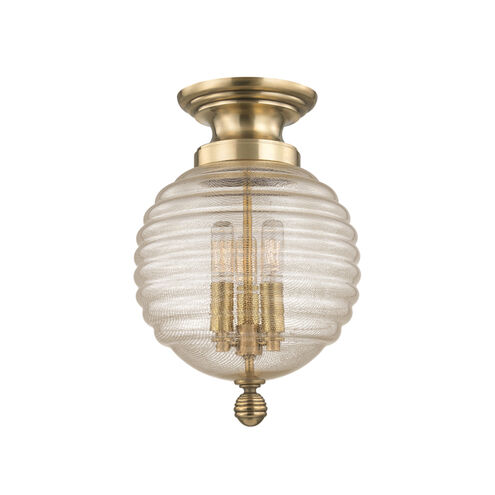 Coolidge 3 Light 10 inch Aged Brass Flush Mount Ceiling Light