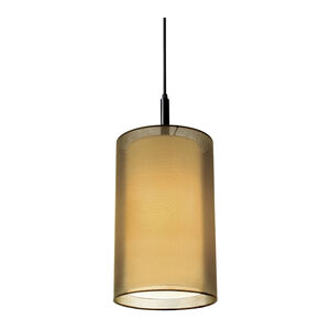 Puri 1 Light 8 inch Black Brass Pendant Ceiling Light in Bronze Organza