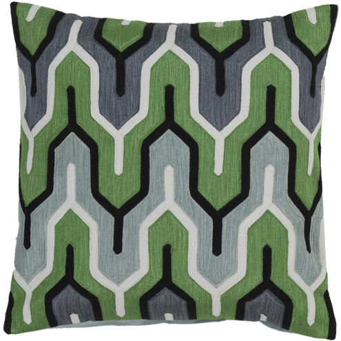 Aztec 22 inch Dark Green, White, Grass Green, Seafoam Pillow Kit