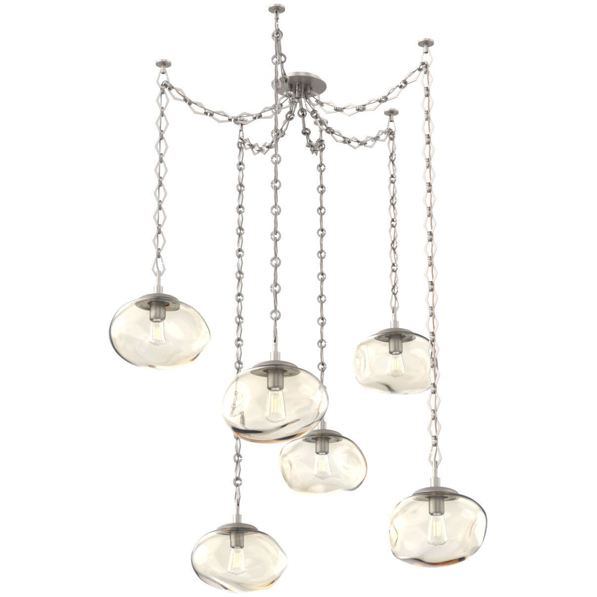 Nova 6 Light 19 inch Beige Silver Swag Multi-Pendant Ceiling Light in Amber, Diamond Chain