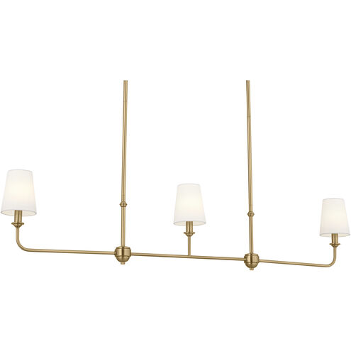 Pallas 3 Light 4.5 inch Brushed Natural Brass Chandelier Linear Ceiling Light