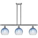 Ballston Brookhaven Globe Island Light Ceiling Light in Brushed Satin Nickel, Sapphire Blue Glass