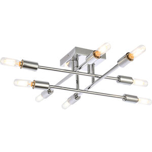 Script 8 Light 19 inch Chrome Flush Mount Ceiling Light