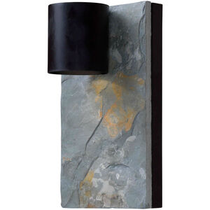 Frederick 1 Light 8.25 inch Blackened Oil Rubbed Bronze/Natural Slate Outdoor Wall Lantern