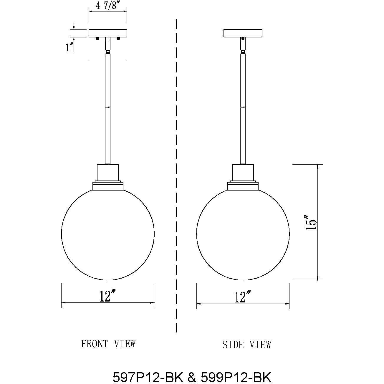 Laurent 1 Light 12 inch Black Outdoor Pendant
