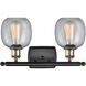 Ballston Belfast 2 Light 16 inch Black Antique Brass Bath Vanity Light Wall Light in Seedy Glass, Ballston