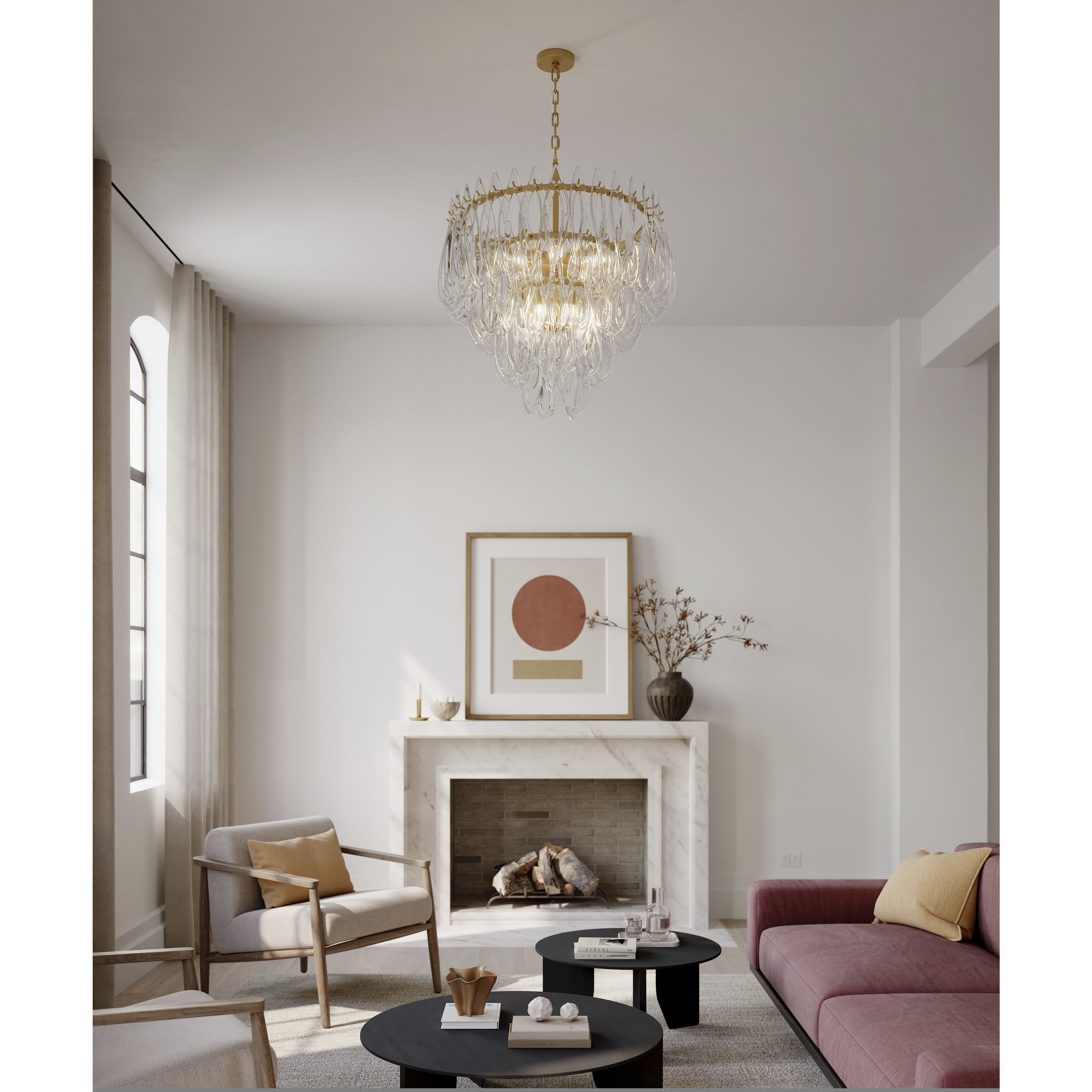 Glassara 10 Light 31.75 inch Legacy Brass Pendant Ceiling Light