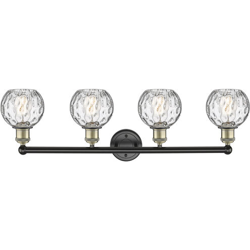 Athens Water Glass 4 Light 33 inch Black Antique Brass and Clear Water Glass Bath Vanity Light Wall Light