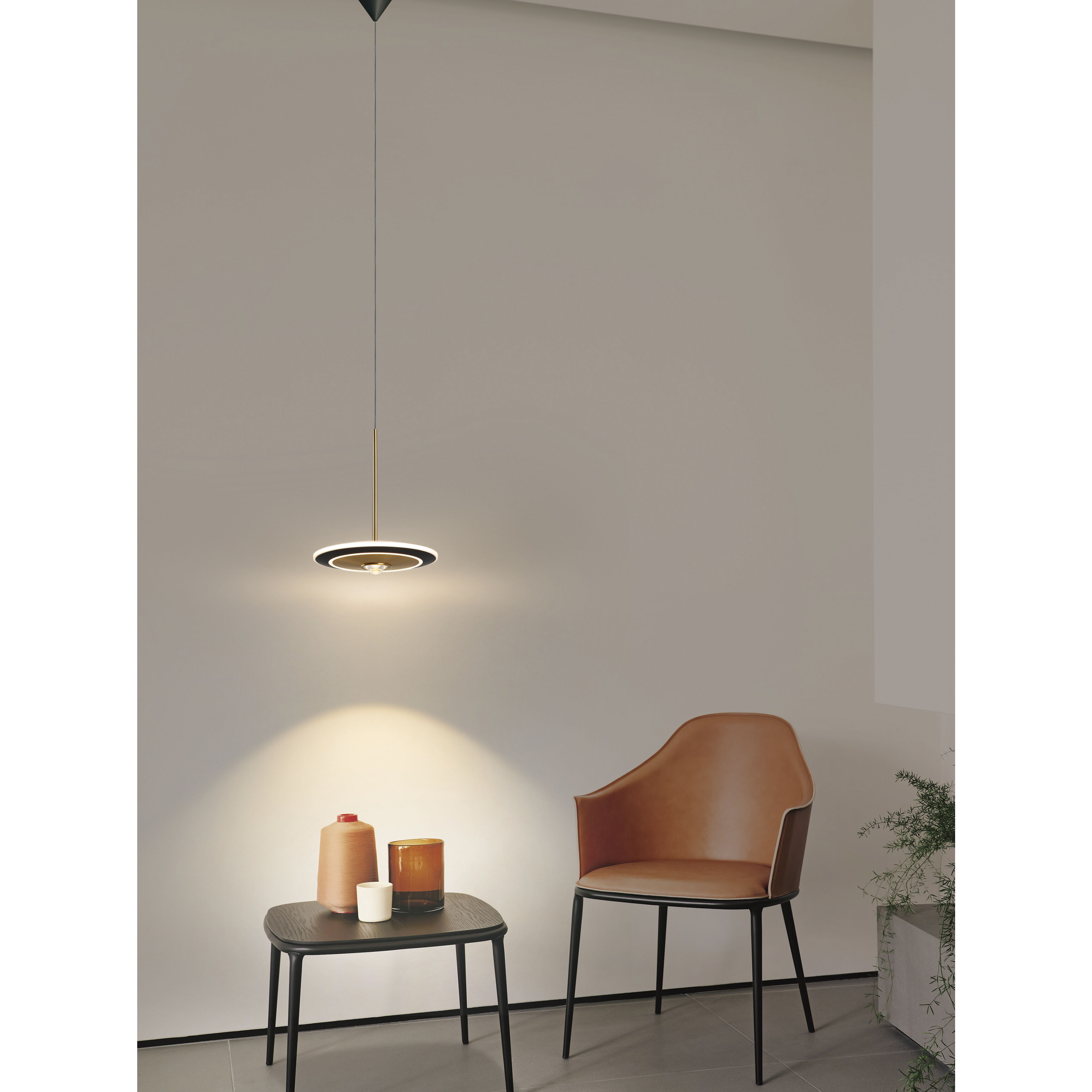 Uranas LED 7.9 inch Satin Dark Gray and Antique Brass Pendant Ceiling Light