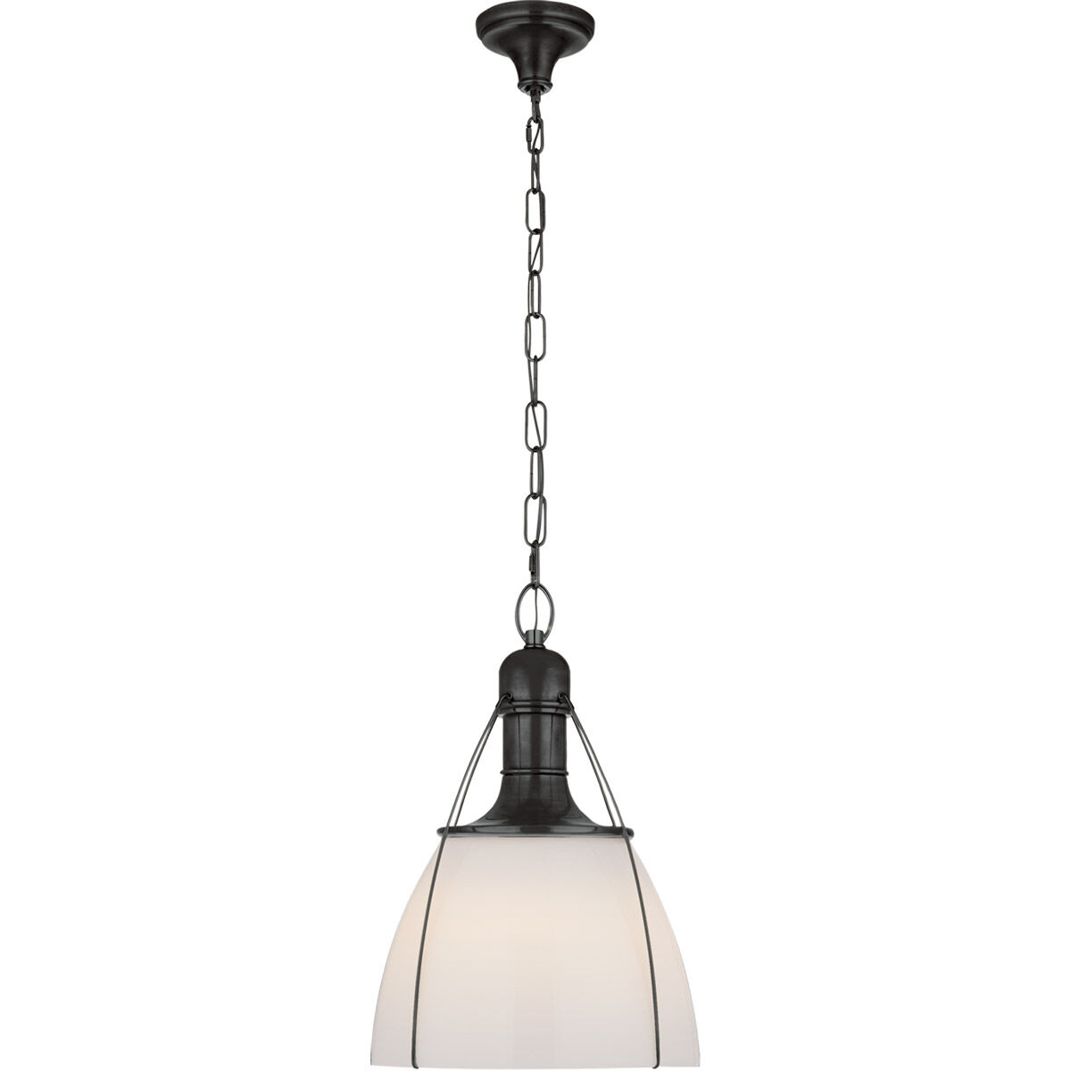 Chapman & Myers Prestwick 1 Light 18 inch Bronze Pendant Ceiling Light in White Glass