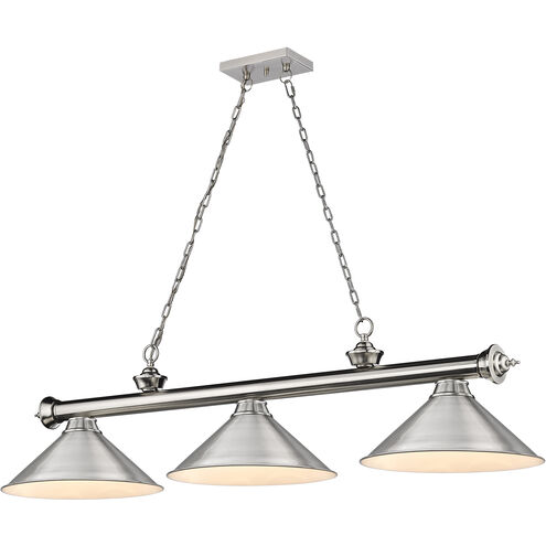 Cordon 3 Light 57.25 inch Brushed Nickel Billiard Ceiling Light in Brushed Nickel Steel