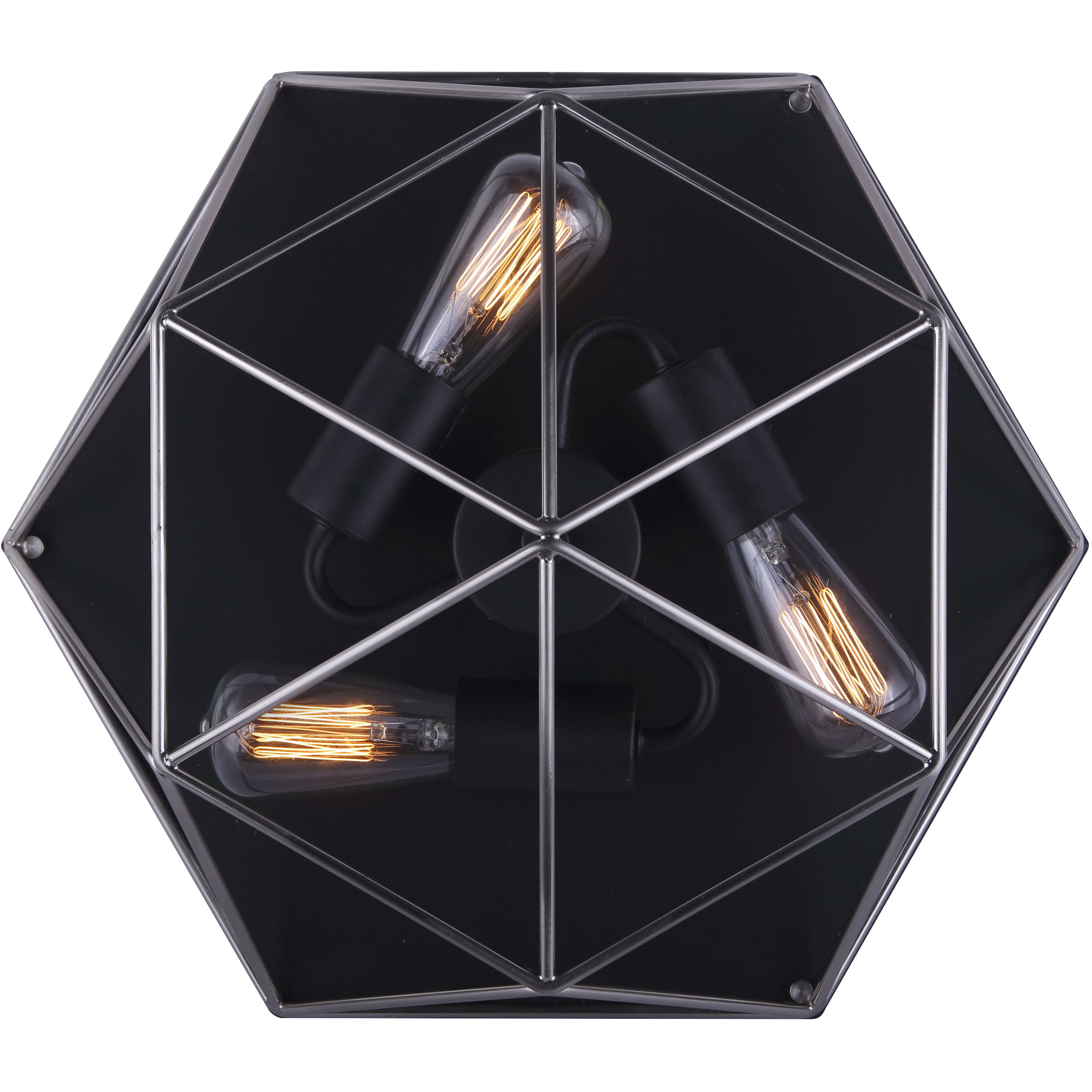 Madison 3 Light 15 inch Matte Black and Brushed Nickel Flush Mount Ceiling Light