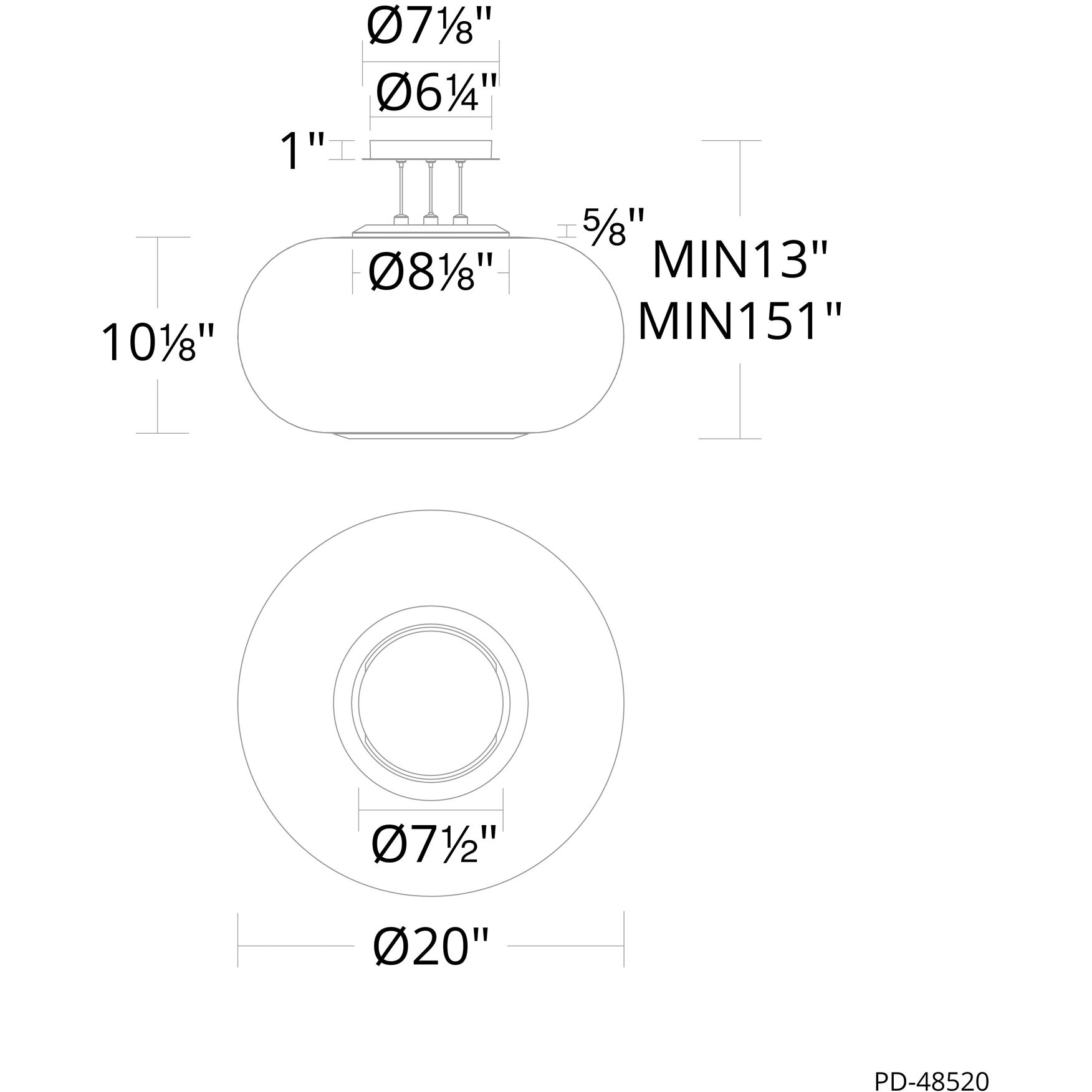 Doma LED 20 inch Black Pendant Ceiling Light in 2700K, dweLED