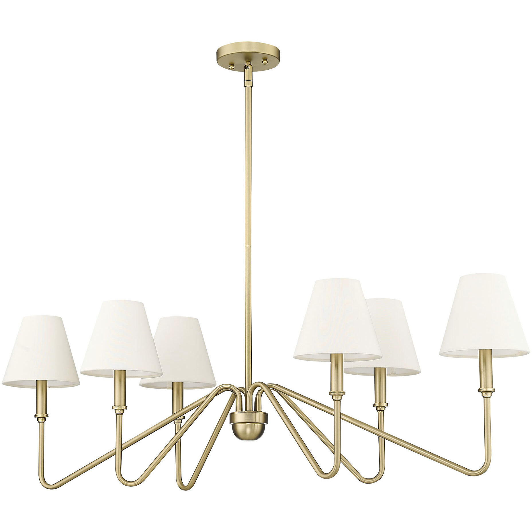 Yep Kennedy Island Light Ceiling Light in Brushed Champagne Brass, Ivory Linen