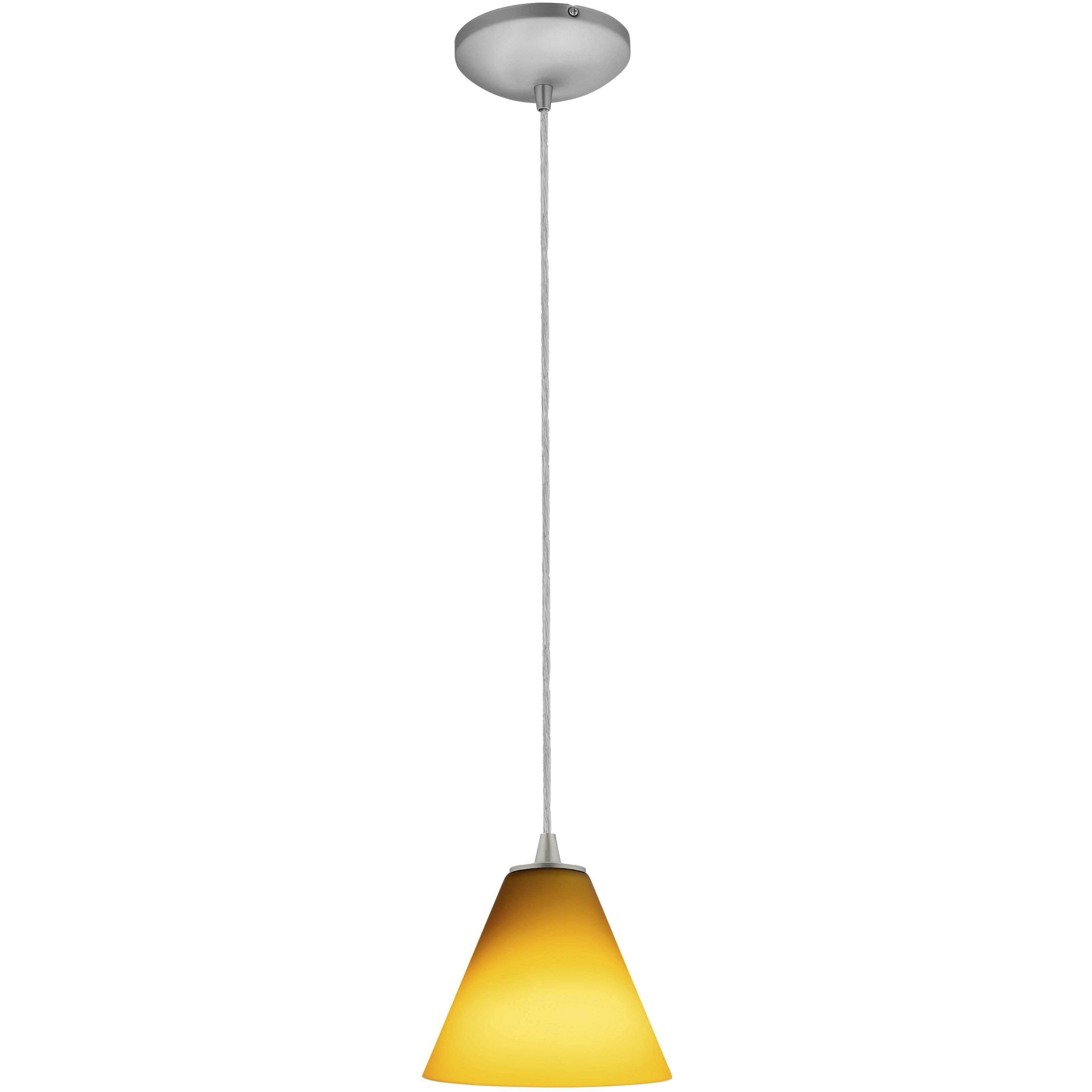 Martini LED 7 inch Brushed Steel Pendant Ceiling Light in Amber