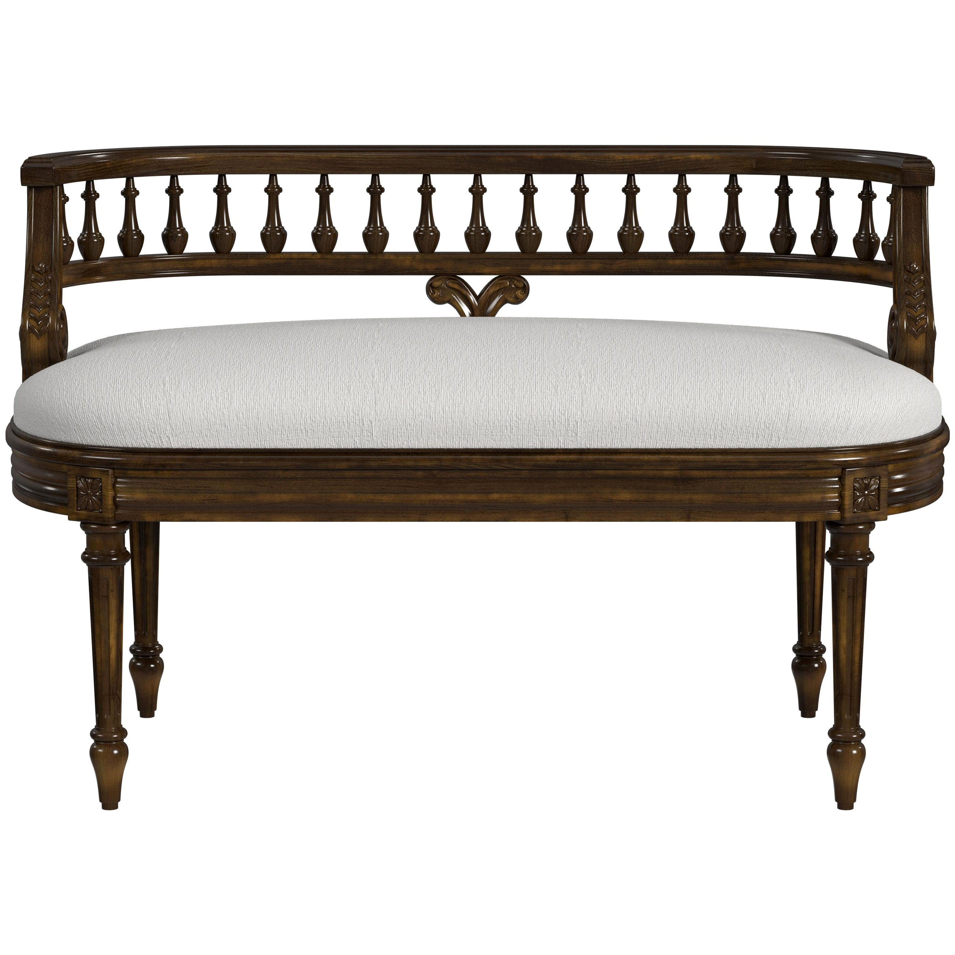 Hathaway 37" Upholstered Bench in Antique Cherry