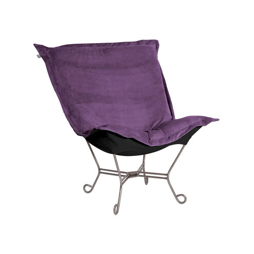 Puff Titanium Frame with Bella Eggplant Scroll Chair with Cover