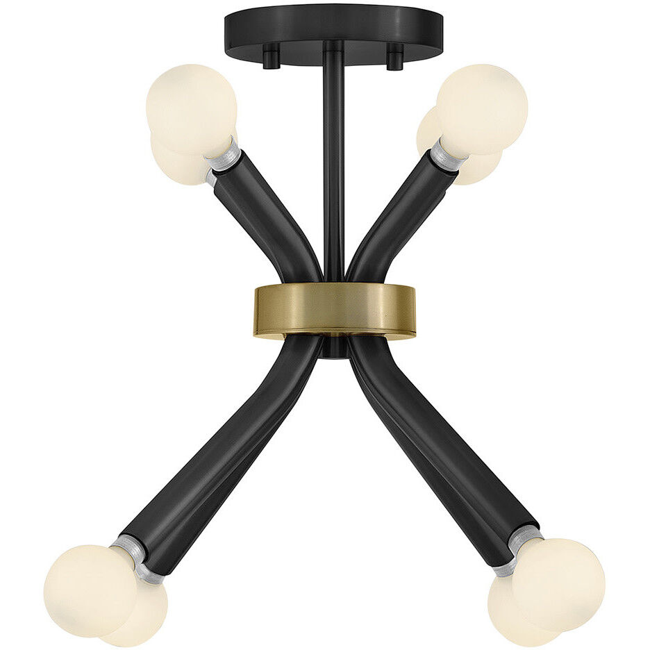 Axton 8 Light 12.5 inch Black with Lacquered Brass Convertible Pendant Ceiling Light