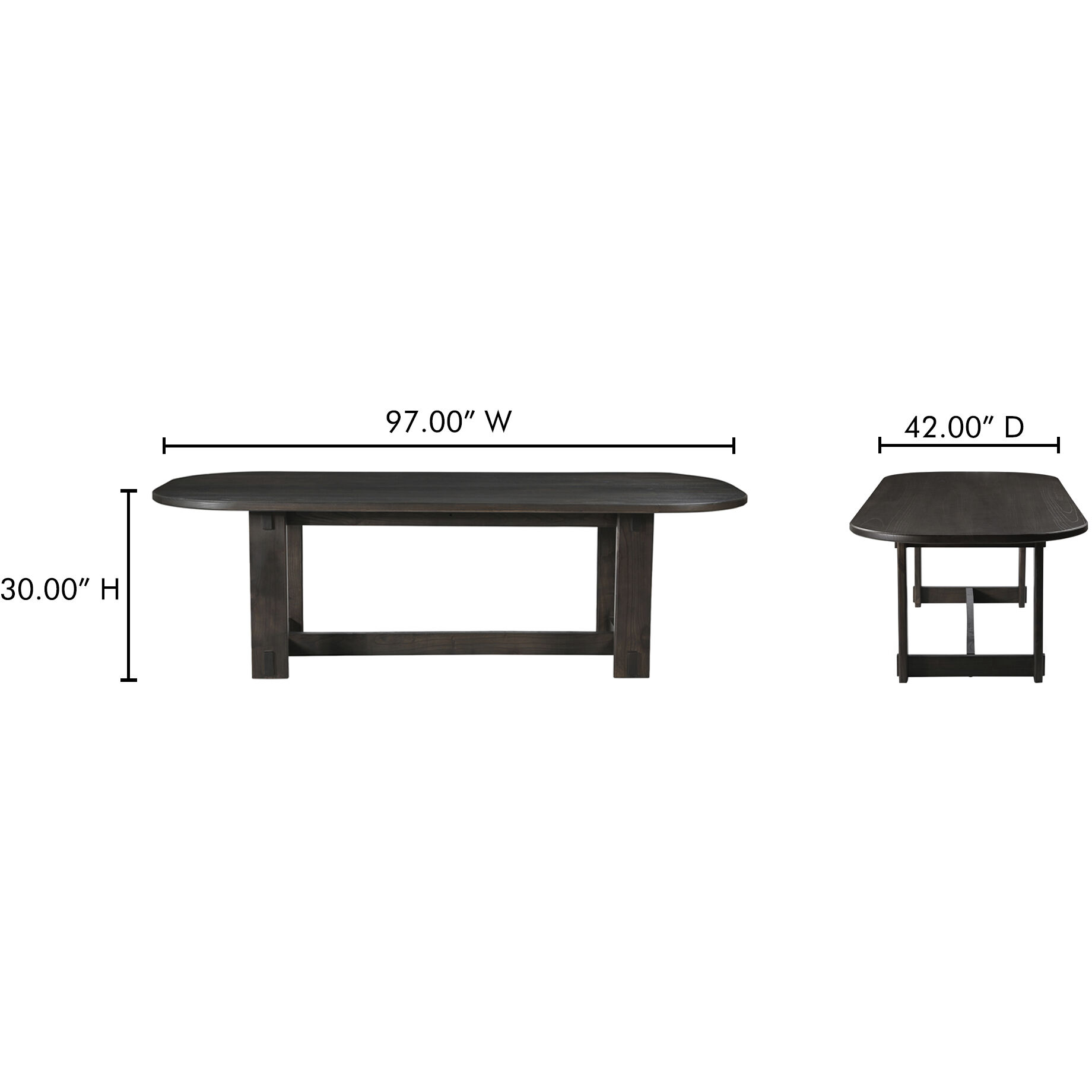 Glenn 97.5 X 42 inch Brown Dining Table, Oval
