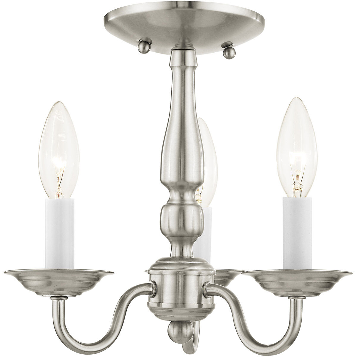Williamsburgh 3 Light 11 inch Brushed Nickel Convertible Mini Chandelier/Ceiling Mount Ceiling Light