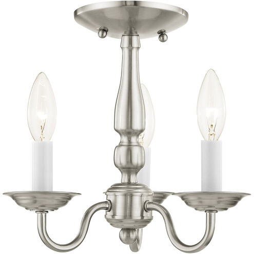Williamsburgh 3 Light 11 inch Brushed Nickel Convertible Mini Chandelier/Ceiling Mount Ceiling Light