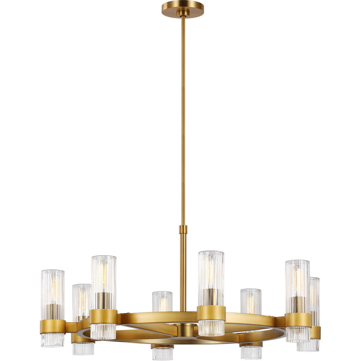 C&M by Chapman & Myers Geneva 8 Light 33 inch Burnished Brass Chandelier Ceiling Light