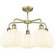 Ballston White Venetian 5 Light 26 inch Antique Brass Stem Hung Chandelier Ceiling Light