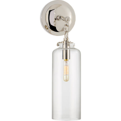 Thomas O'Brien Katie3 1 Light 5.25 inch Polished Nickel Cylinder Bath Sconce Wall Light in Clear Glass, Small