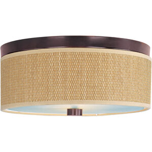 Elements 2 Light 14 inch Oil Rubbed Bronze Flush Mount Ceiling Light in Grass Cloth
