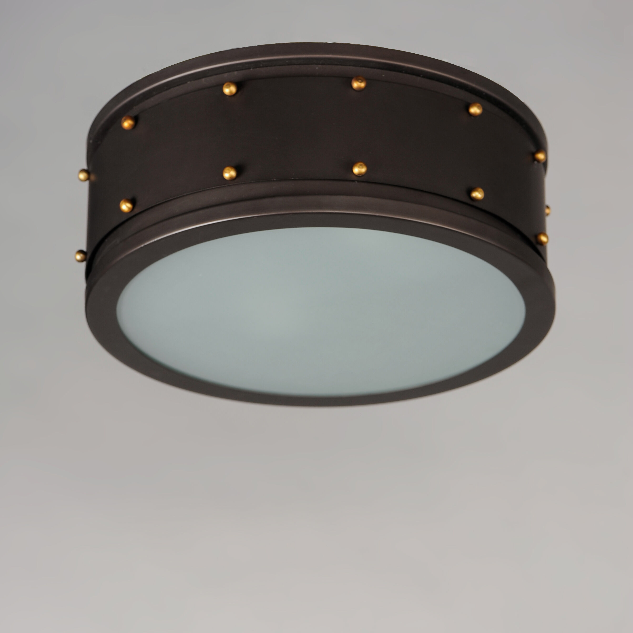 Trestle 2 Light 13 inch Oil Rubbed Bronze/Antique Brass Flush Mount Ceiling Light