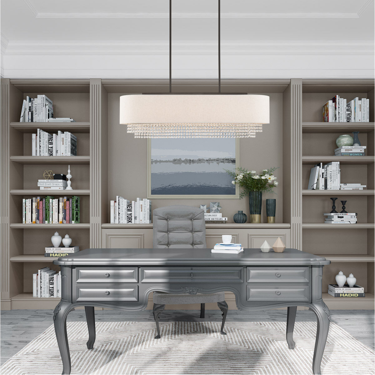 Carlisle 5 Light 41 inch English Bronze Linear Chandelier Ceiling Light