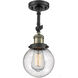 Franklin Restoration Beacon LED 6 inch Black Antique Brass Sconce Wall Light in Seedy Glass, Franklin Restoration