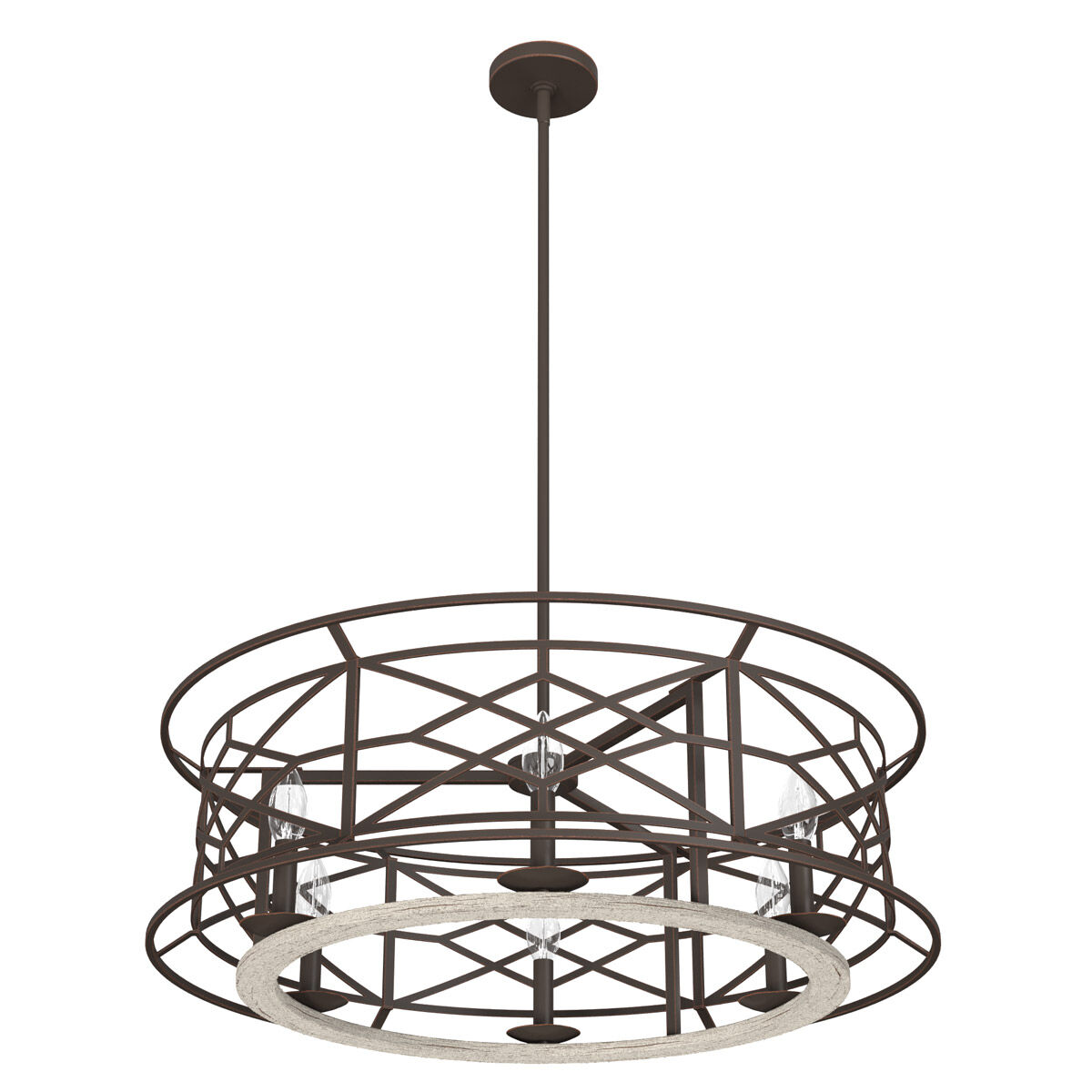 Langwood 6 Light 30 inch Onyx Bengal and Barnwood Chandelier Ceiling Light