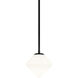 Novo 1 Light 7.88 inch Black Chandelier Ceiling Light in Black and Opal Glass