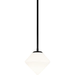 Novo 1 Light 7.88 inch Black Chandelier Ceiling Light in Black and Opal Glass