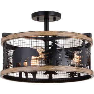 Kodiak LED 16 inch Black and Burnished Teak Semi-Flush Mount Ceiling Light