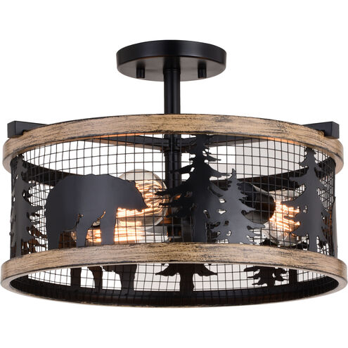 Kodiak LED 16 inch Black and Burnished Teak Semi-Flush Mount Ceiling Light