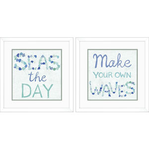 Coastal Inspire Blue and Green and Turquoise Framed Art