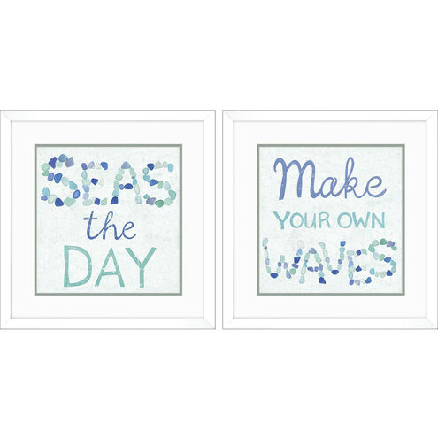 Coastal Inspire Blue and Green and Turquoise Framed Art