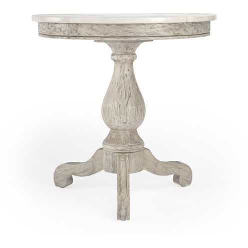 Danielle Marble 24" Pedestal Side Table in Gray