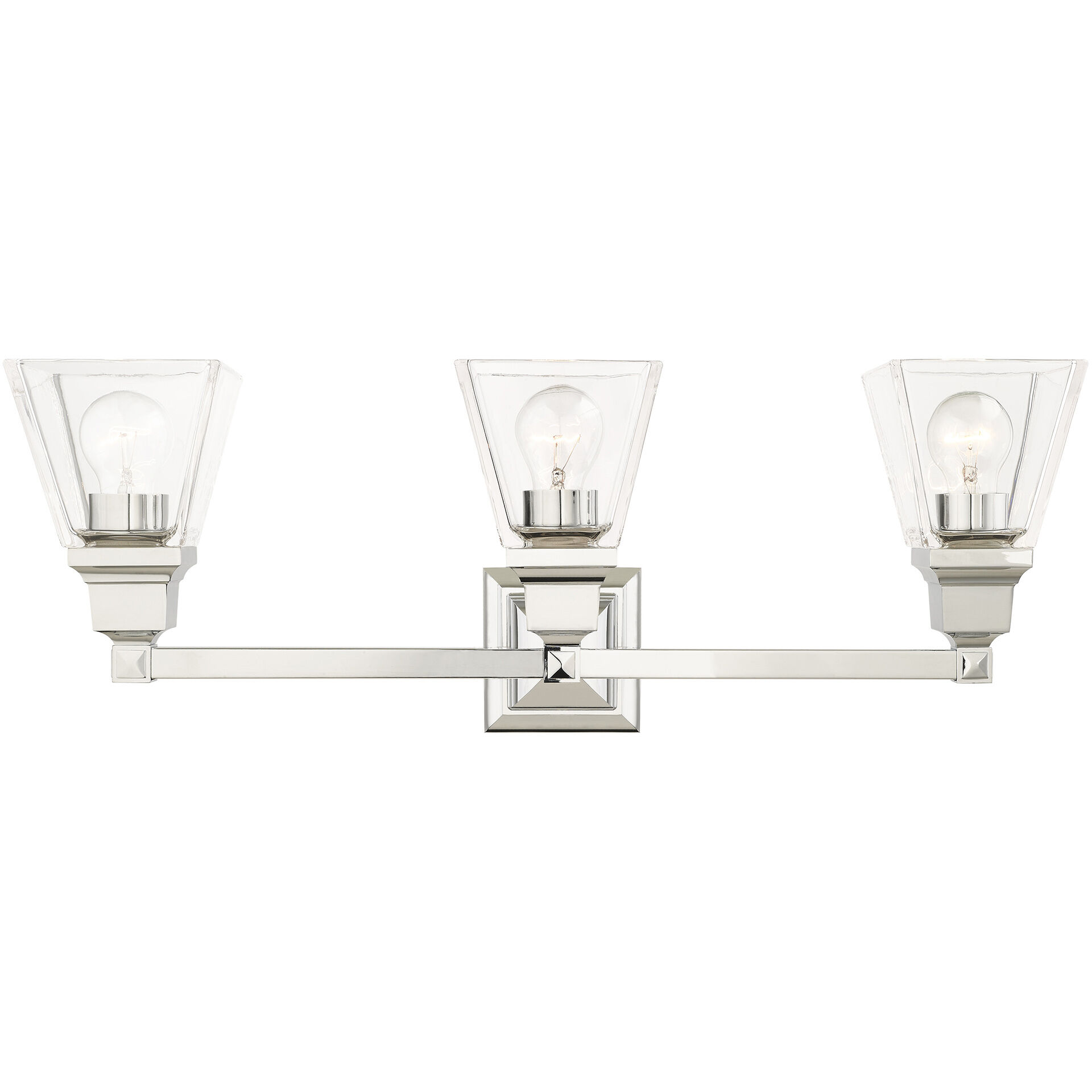 Mission 3 Light 25 inch Polished Chrome Vanity Sconce Wall Light