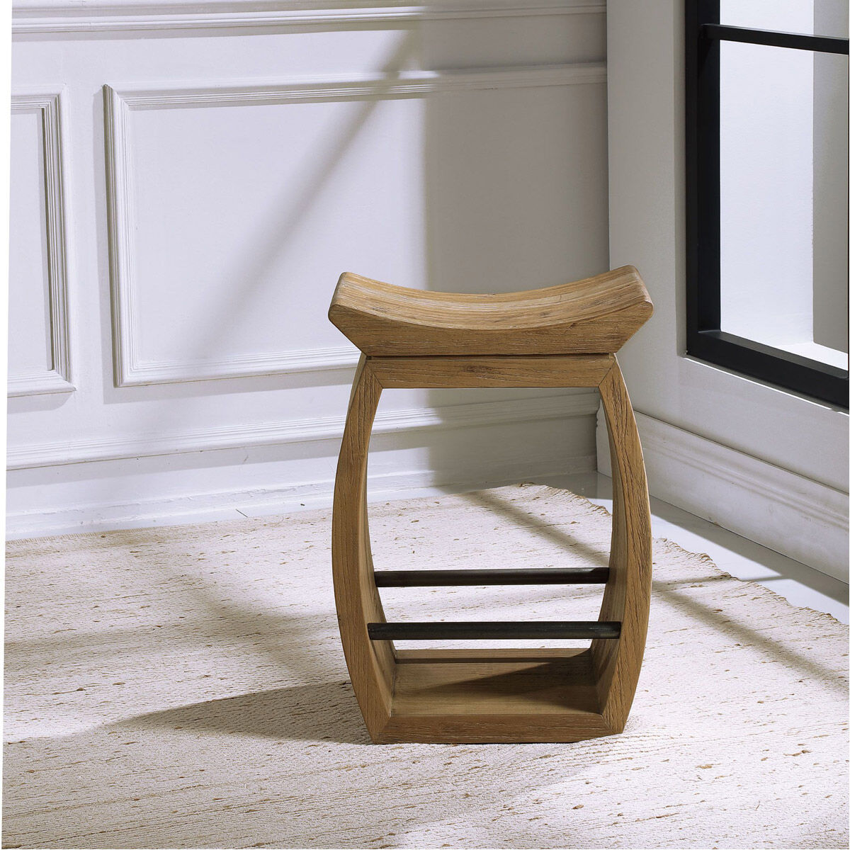 Connor 25 inch Reclaimed Elm Wood and Dark Steel Counter Stool