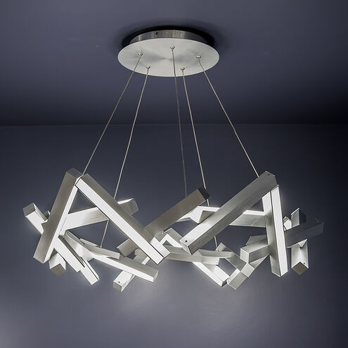 Chaos LED 34 inch Brushed Aluminum Chandelier Ceiling Light in 21, 34in.