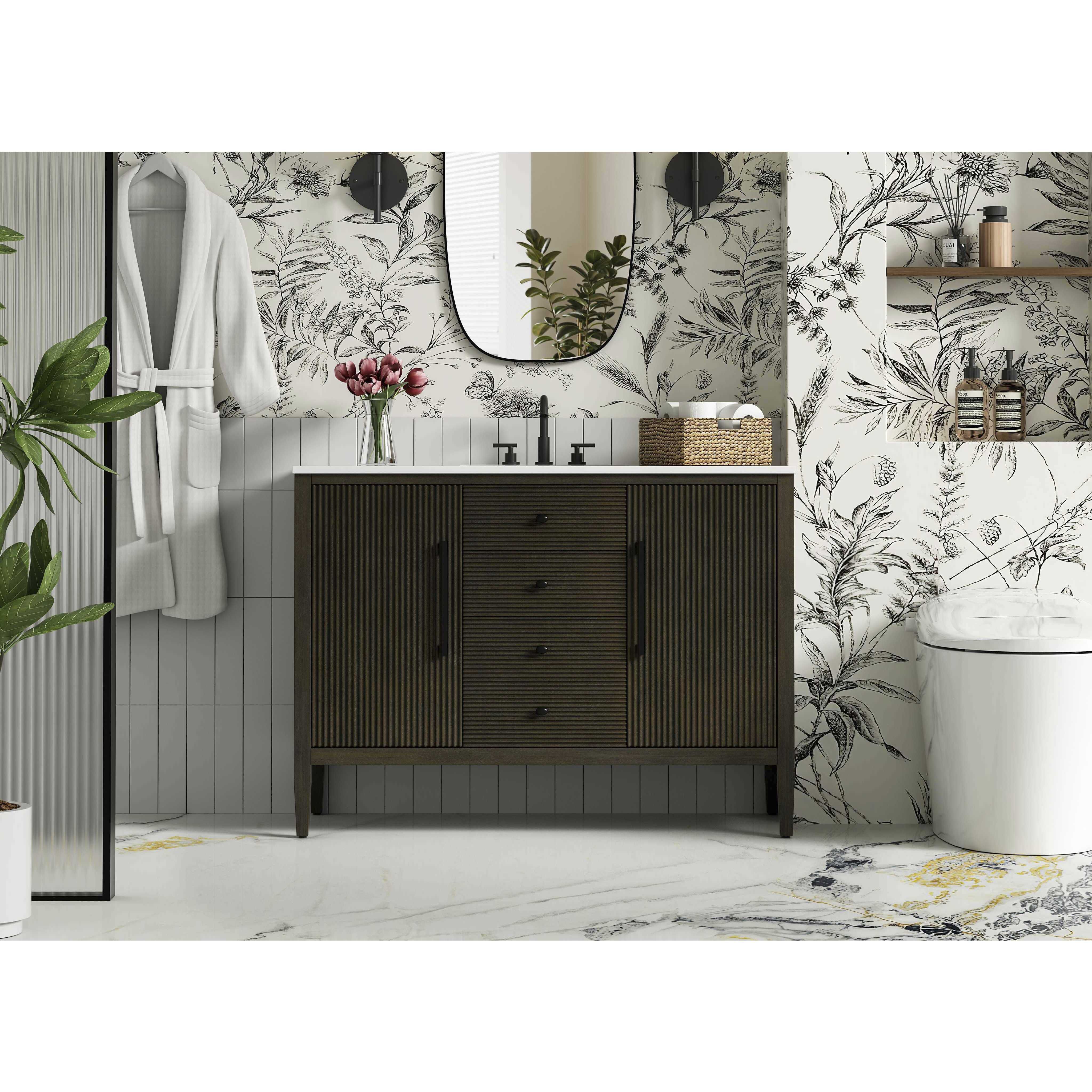 Blakely 48 X 34 inch Chocolate Oak Bathroom Vanity Cabinet