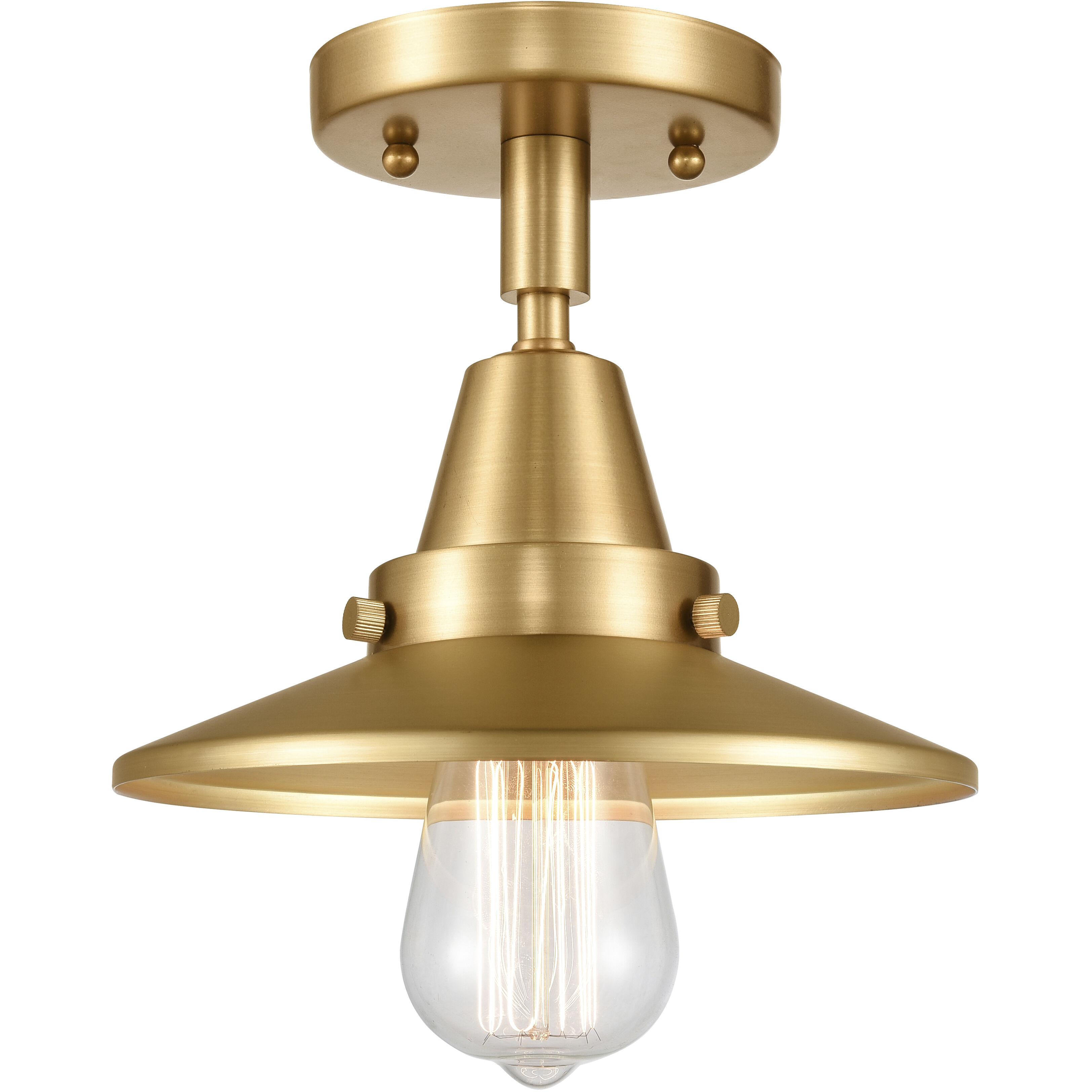 Franklin Restoration Railroad 1 Light 8 inch Satin Gold Flush Mount Ceiling Light